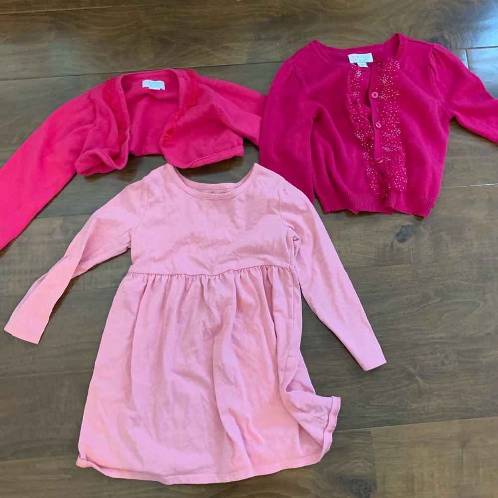 Two cardigans and a pink tunic